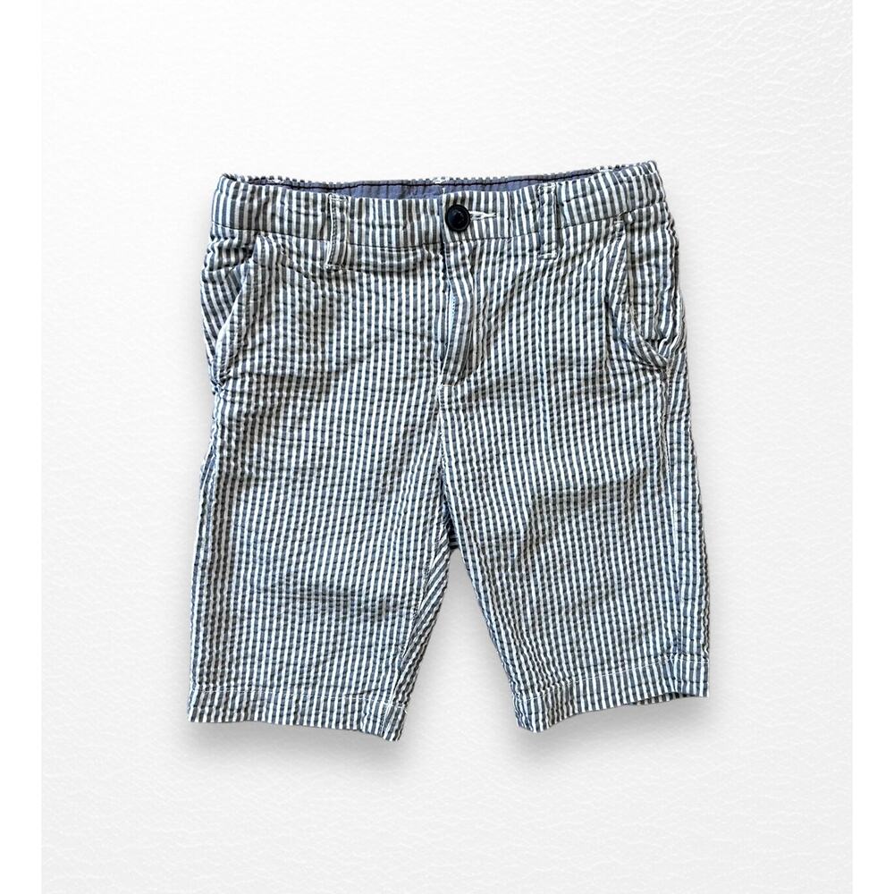 H&M Gray and White Seersucker Bermuda Shorts, Size 7/8